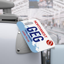 Load image into Gallery viewer, Luggage Tag - 2-sided acrylic - Washington license plate - Spokane with Northwest 727