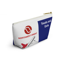 Load image into Gallery viewer, Packing Pouch - small, flat bottom, white zipper - Northwest Orient 1970s "Treats and Eats"