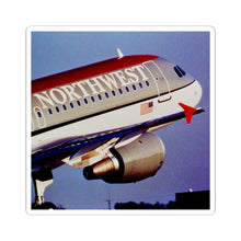 Load image into Gallery viewer, Vinyl Sticker - Northwest Airlines 1990s Bowling Shoe Livery A320 Takeoff