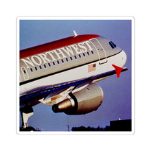 Load image into Gallery viewer, Vinyl Sticker - Northwest Airlines 1990s Bowling Shoe Livery A320 Takeoff