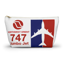 Load image into Gallery viewer, Packing Pouch - large, flat bottom, white zipper - Northwest Orient 1970s "747 Jumbo Jet"