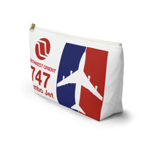 Load image into Gallery viewer, Packing Pouch - large, flat bottom, white zipper - Northwest Orient 1970s "747 Jumbo Jet"