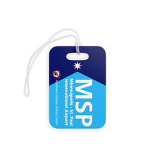 Load image into Gallery viewer, Luggage Tag - 2-sided acrylic - "Minnesota is our home" - MSP with 747-400