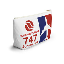 Load image into Gallery viewer, Packing Pouch - large, flat bottom, white zipper - Northwest Orient 1970s "747 Jumbo Jet"