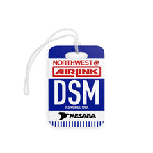 Load image into Gallery viewer, Luggage Tag - 2-sided acrylic - Northwest Airlink / Mesaba Hometown Series - Des Moines, Iowa
