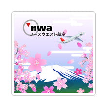 Load image into Gallery viewer, Vinyl Sticker - Northwest Airlines Sakura Flowers in Japan with A330