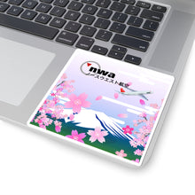 Load image into Gallery viewer, Vinyl Sticker - Northwest Airlines Sakura Flowers in Japan with A330