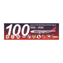 Load image into Gallery viewer, Car Magnet 10" x 3" - Northwest Airlines 100th Anniversary 1926-2026
