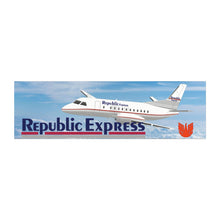 Load image into Gallery viewer, Car Magnet 10&quot; x 3&quot; - Republic Express / Express I / Pinnacle Saab 340
