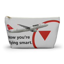 Load image into Gallery viewer, Packing Pouch - large, flat bottom, white zipper - Northwest 2000s &quot;Now You&#39;re Flying Smart&quot;
