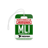 Luggage Tag - 2-sided acrylic - Northwest Airlink / Mesaba Hometown Series - Moline/Quad Cities, Illinois/Iowa