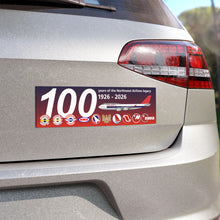 Load image into Gallery viewer, Car Magnet 10" x 3" - Northwest Airlines 100th Anniversary 1926-2026
