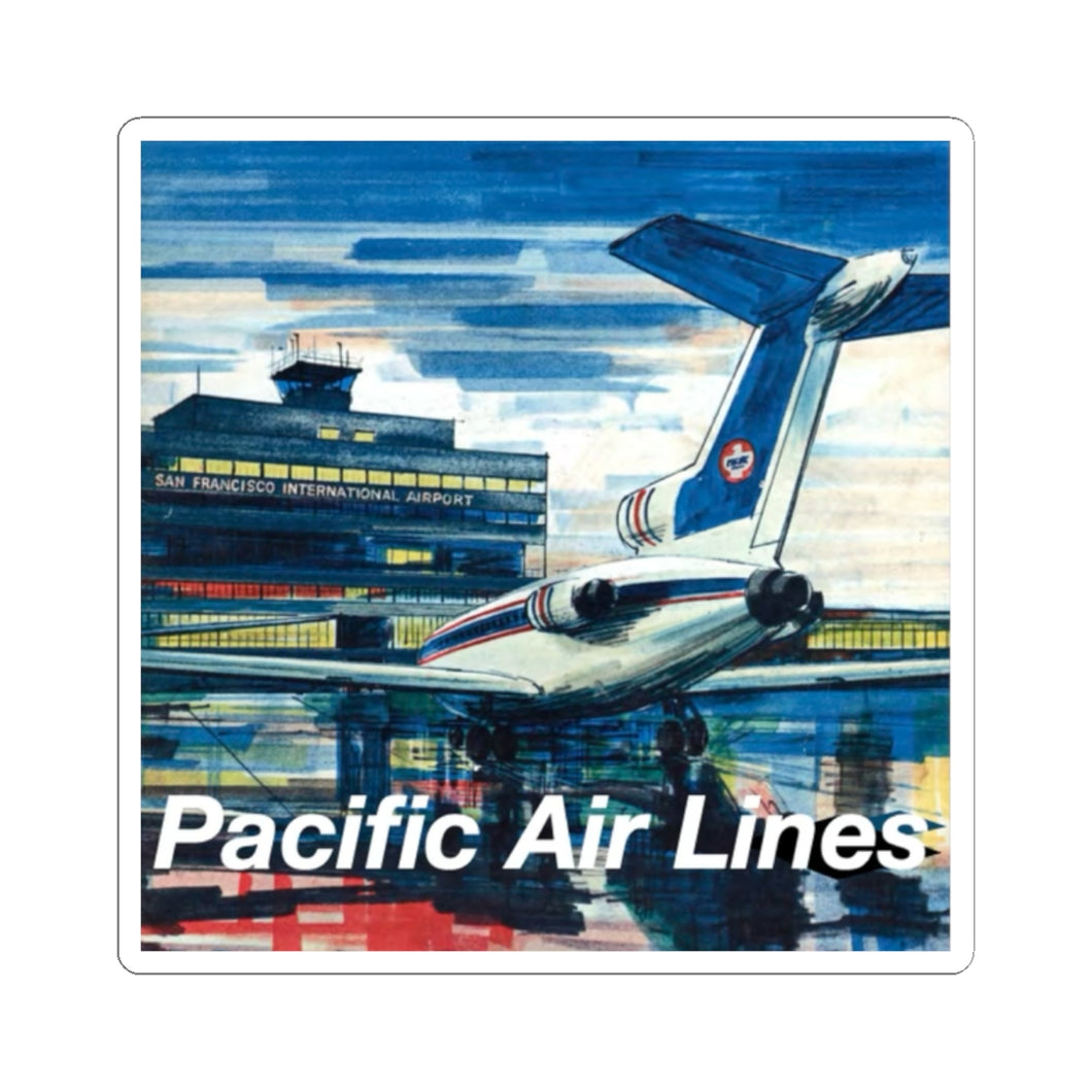 Vinyl Sticker - Pacific Air Lines Boeing 727 at San Francisco, Illustration