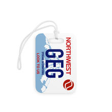 Load image into Gallery viewer, Luggage Tag - 2-sided acrylic - Washington license plate - Spokane with Northwest 727
