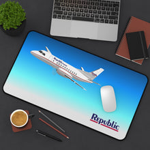 Load image into Gallery viewer, Desk Mat - Republic Express Saab 340 in Flight
