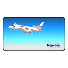 Load image into Gallery viewer, Desk Mat - Republic Express Saab 340 in Flight
