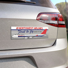 Load image into Gallery viewer, Car Magnet 10&quot; x 3&quot; - Northwest - &quot;First to Fly Boeing 747-400s&quot;
