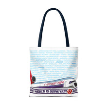 Load image into Gallery viewer, Tote Bag - Northwest Orient 1980s &quot;The World is Going Our Way&quot;
