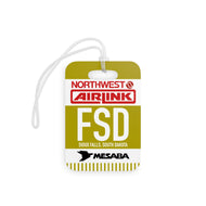 Luggage Tag - 2-sided acrylic - Northwest Airlink / Mesaba Hometown Series - Sioux Falls, South Dakota