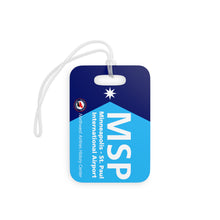 Load image into Gallery viewer, Luggage Tag - 2-sided acrylic - "Minnesota is our home" - MSP with 747-400
