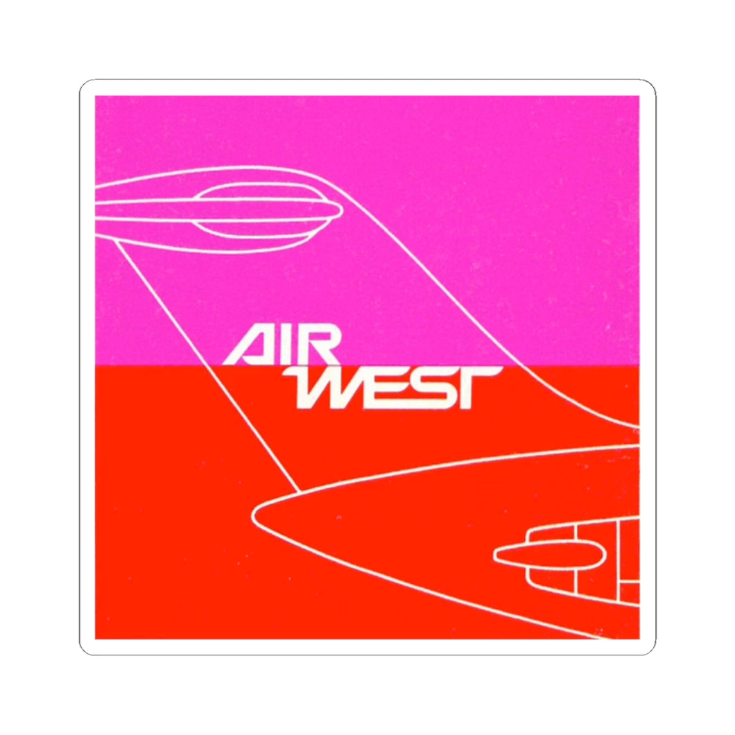 Vinyl Sticker - Air West logo on DC-9 tail, Fuchsia/Orange