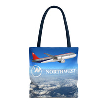 Load image into Gallery viewer, Tote Bag - Northwest 1990s Logo with A320 and DC-9 in flight

