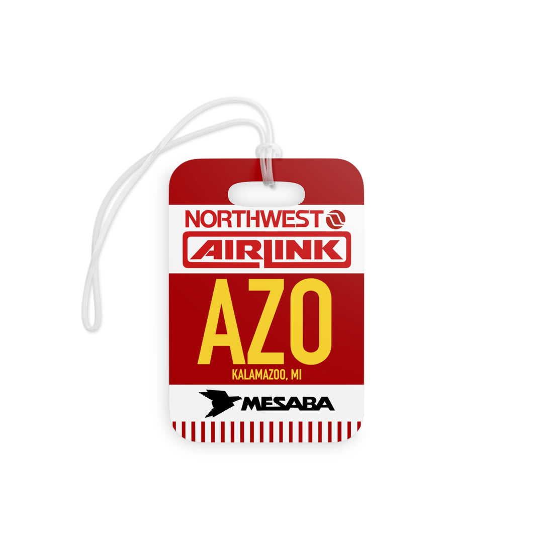 Luggage Tag - 2-sided acrylic - Northwest Airlink / Mesaba Hometown Series - Kalamazoo, Michigan