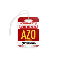 Luggage Tag - 2-sided acrylic - Northwest Airlink / Mesaba Hometown Series - Kalamazoo, Michigan