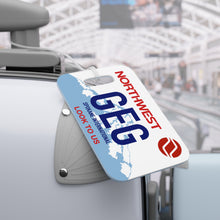 Load image into Gallery viewer, Luggage Tag - 2-sided acrylic - Washington license plate - Spokane with Northwest 727
