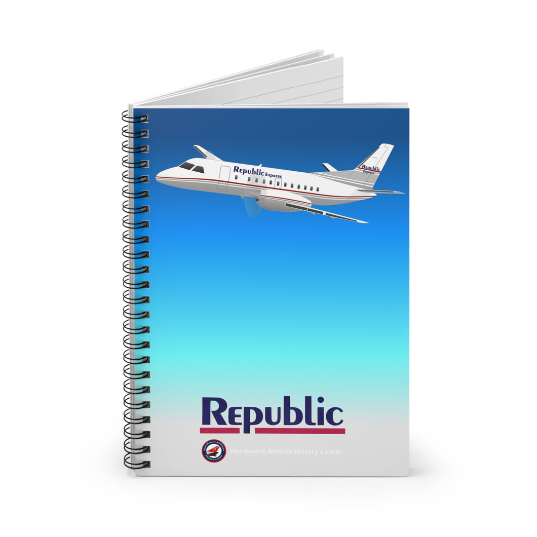 Spiral Notebook - Ruled Line - Republic Express Saab 340