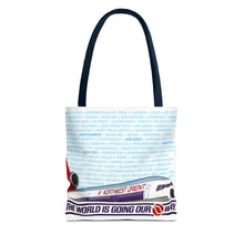 Load image into Gallery viewer, Tote Bag - Northwest Orient 1980s &quot;The World is Going Our Way&quot;
