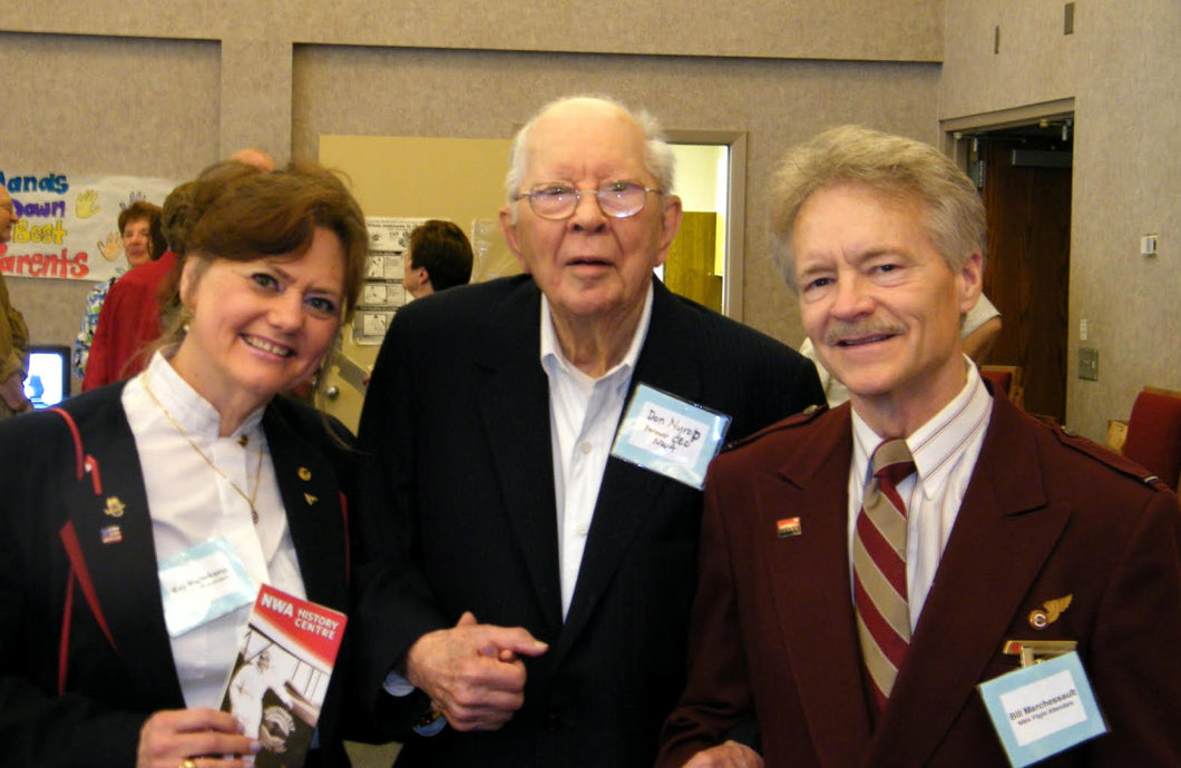 Don Nyrop at his last public appearance, June 24, 2010, at Mal Freeburg Day in Richfield, MN. The NWAHC's Fay Kulenkamp and Billl Marchessault are flanking Mr. Nyrop.