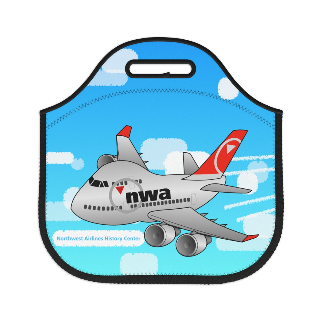 Neoprene Lunch Bag - Chibi NWA 2000s 747-400 In Flight